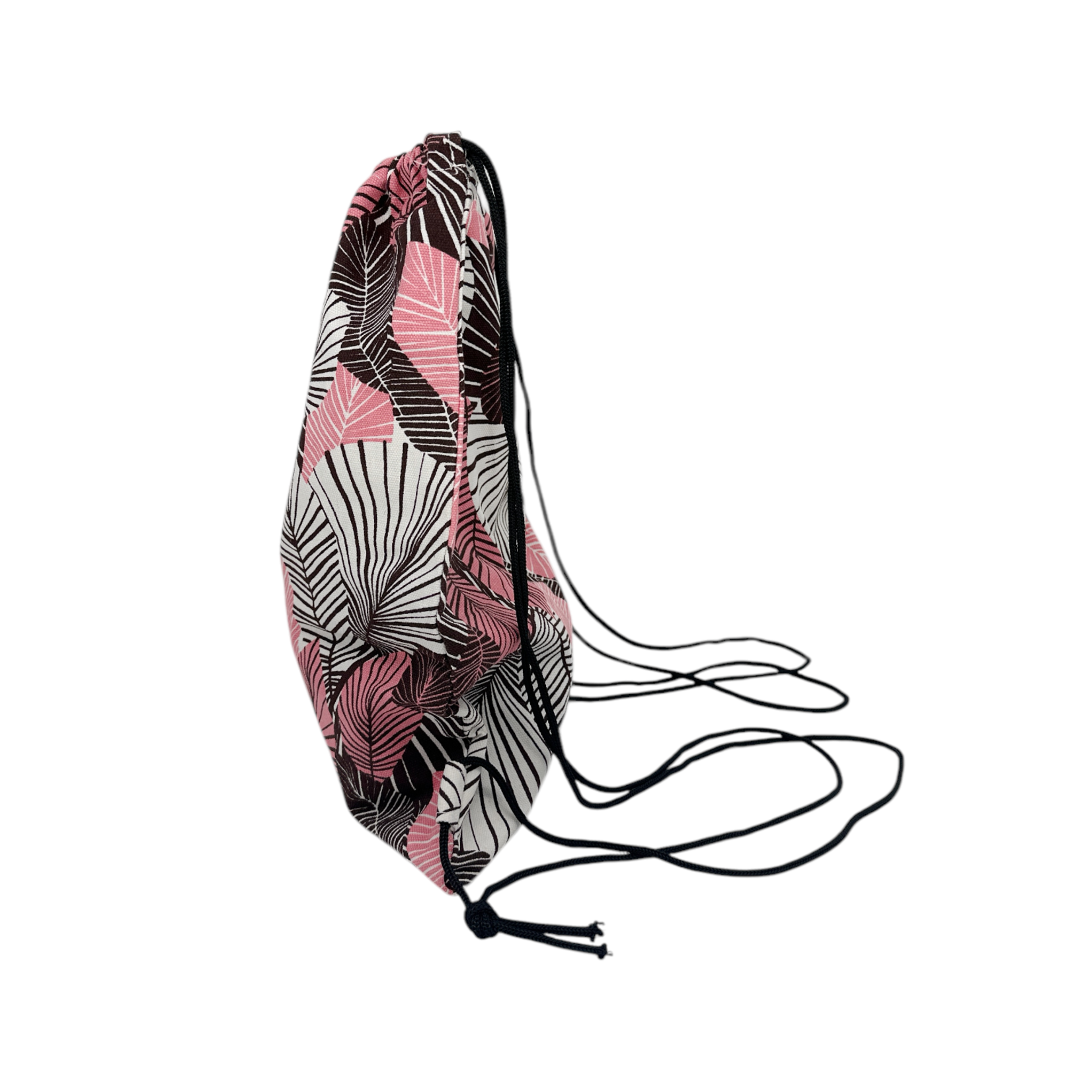 Canvas Drawstring Backpack Bag Pink Palms