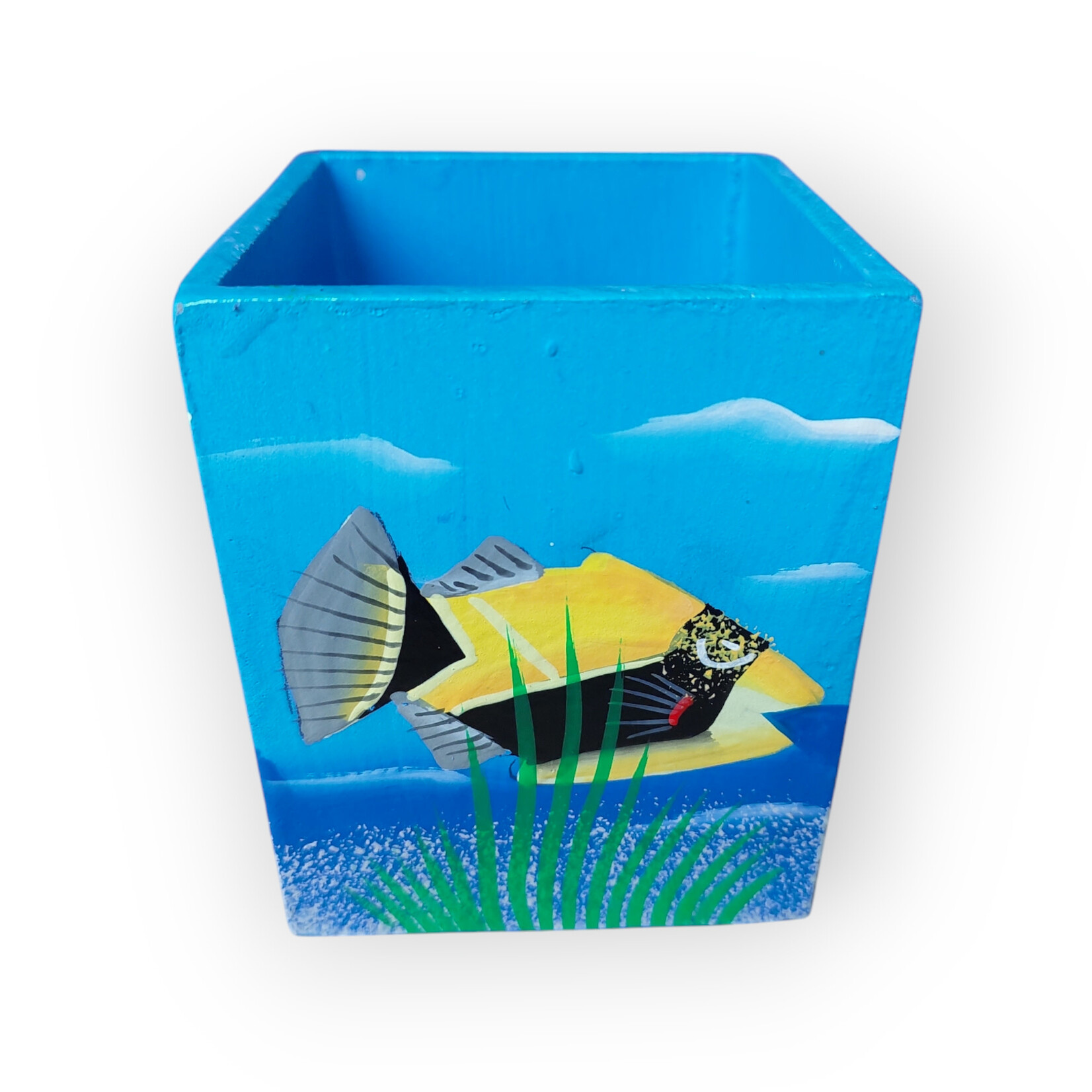 Handmade Painted Pencil Box Humuhumu Fish & Turtle