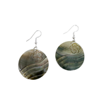 EA201 Island Shell Earrings Carved Wave and Plumeria