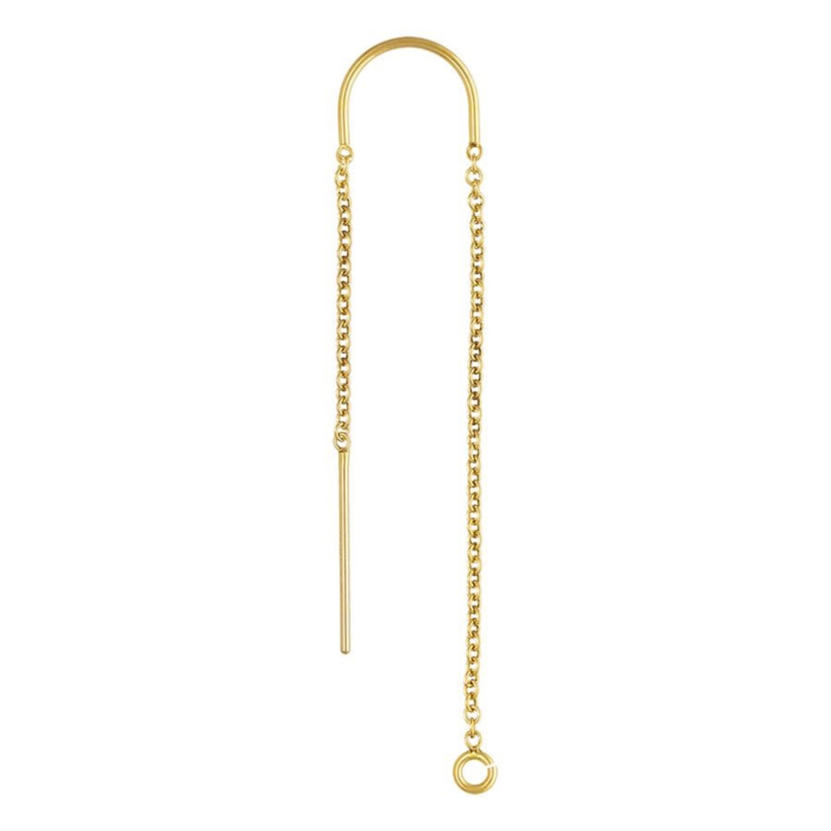Gold Fill Ear U-Threader Cable Chain Drop with Ring (Pair)