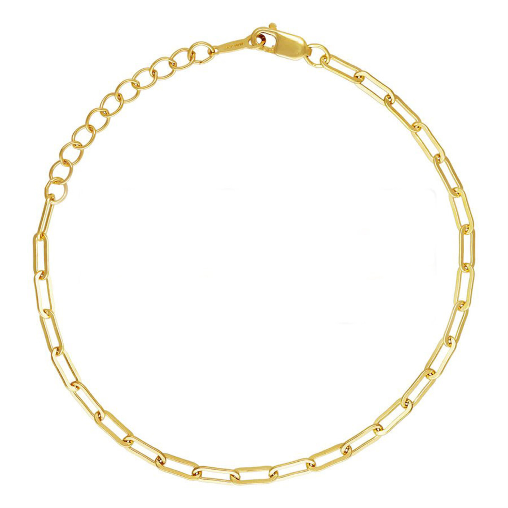 6.5" 3.7mm  Gold Fill Flat Paperclip Chain Bracelet with 1" Extender