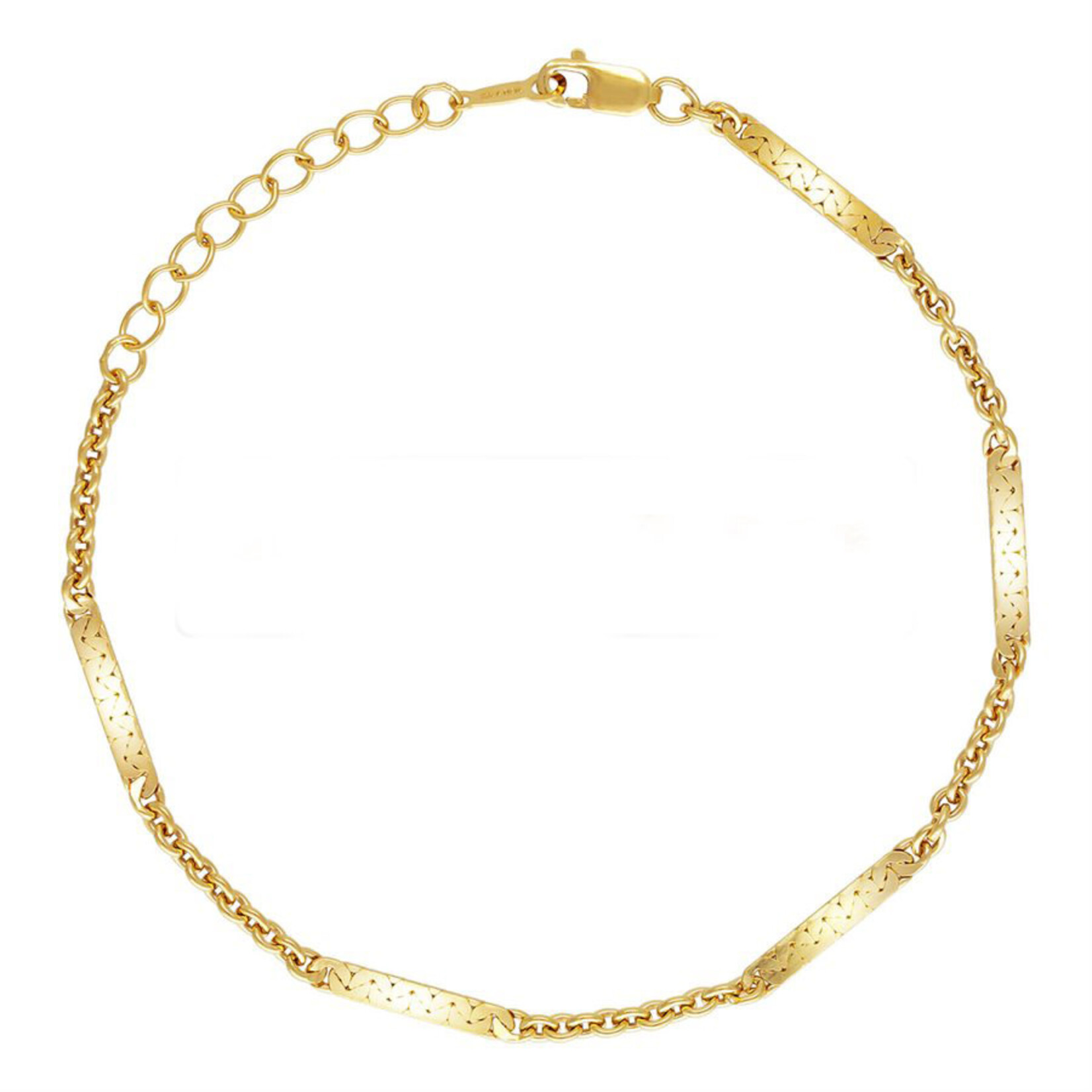 6.5"  2.3mm Gold Fill Dapped Cable Chain Bracelet with 1" Extender