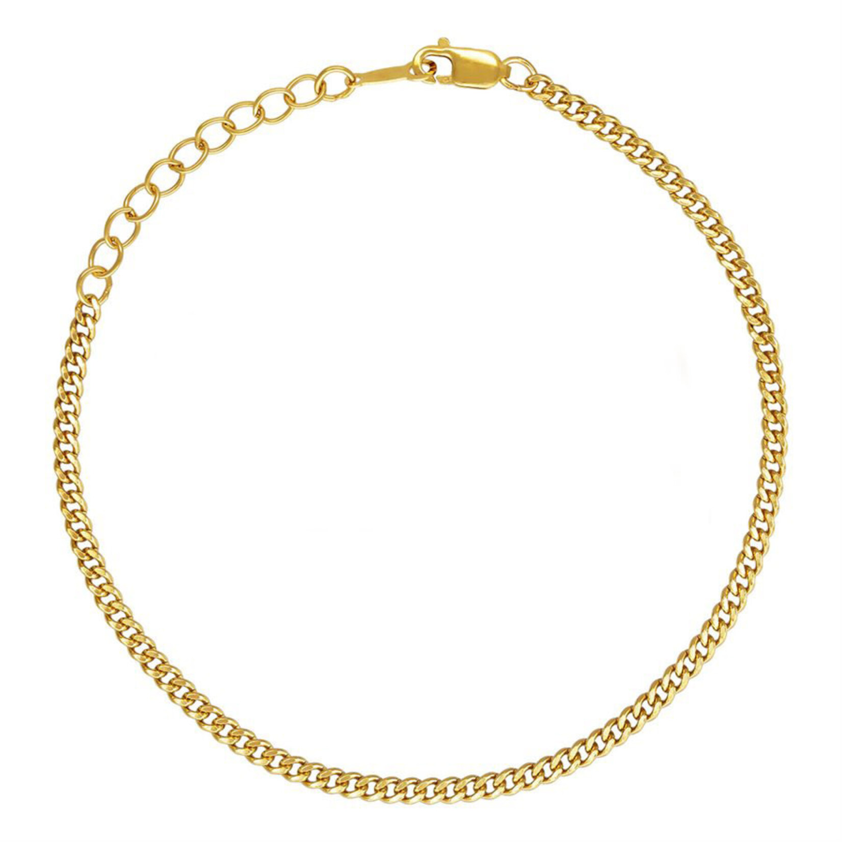 6.5" 2.3mm  Gold Fill Curb Chain with 1" Extender