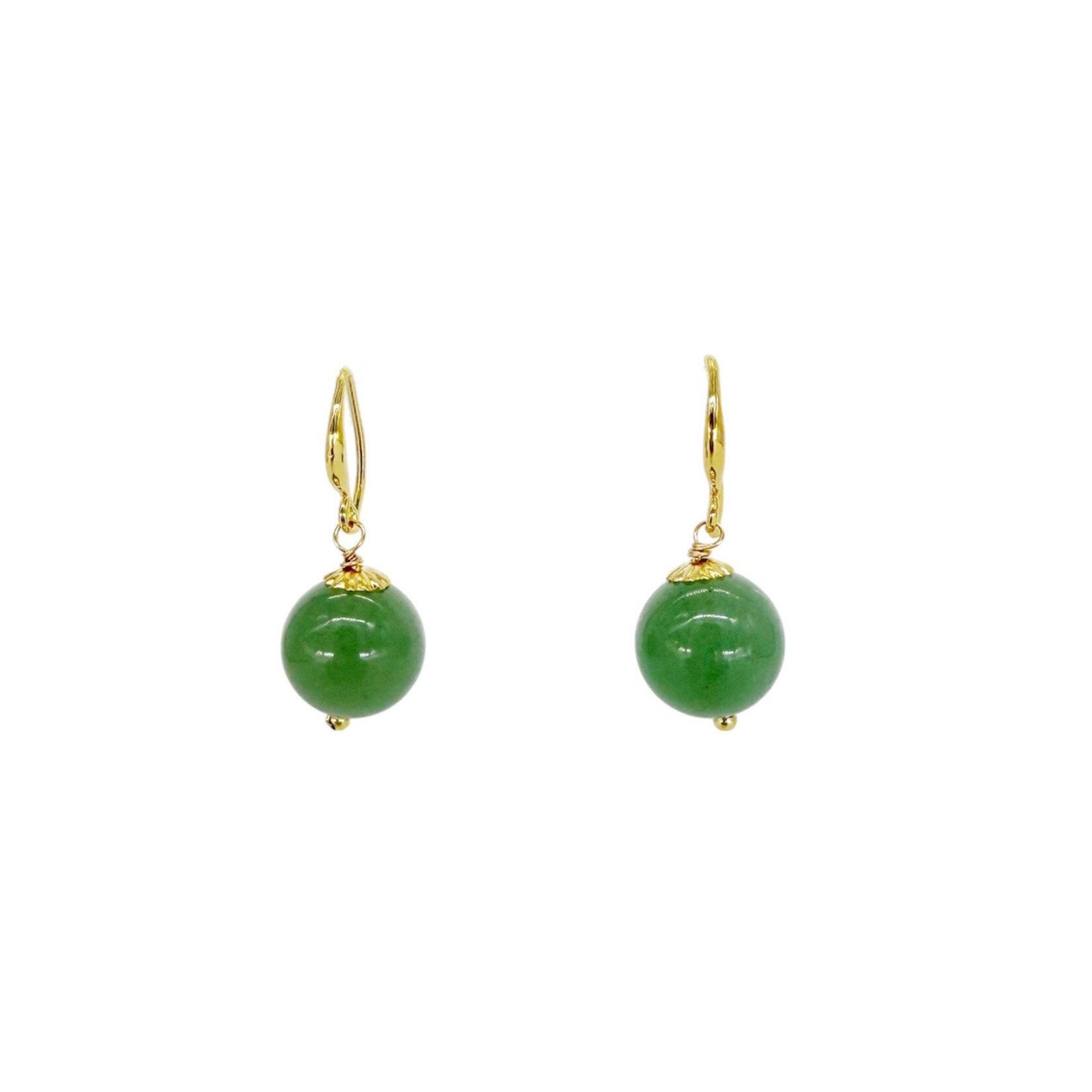 Copper, Jade and Pearl Dangle Earrings 12mm Ball