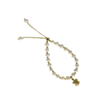 Copper & Freshwater Pearl Adj Bracelet Gold Turtle w/ White Pearl