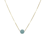 8.5mm Larimar Bead on  18" Adjustable Sterling Silver Gold Tone Chain