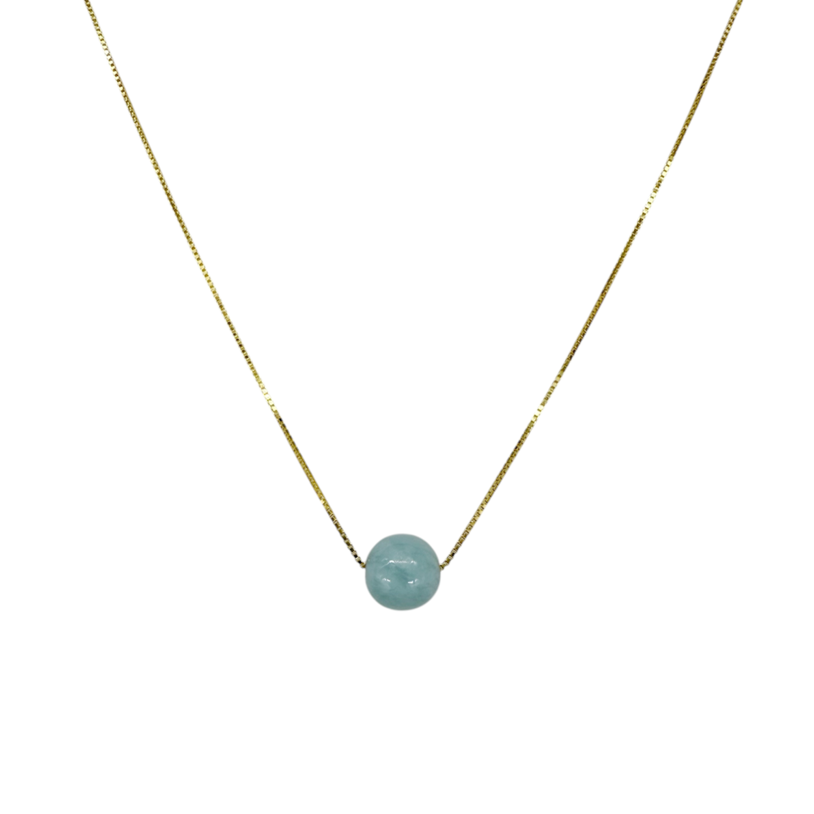 8.5mm Larimar Bead on  18" Adjustable Sterling Silver Gold Tone Chain