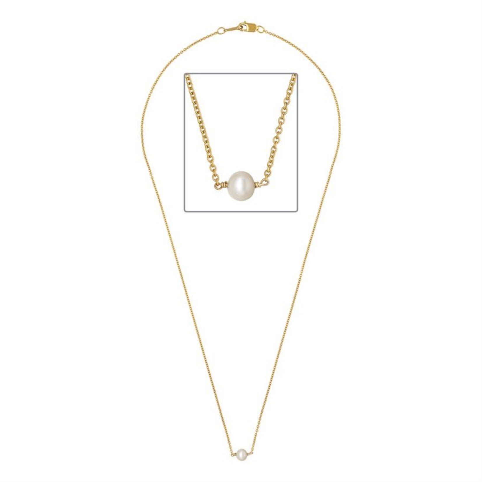 1.1mm Gold Fill Cable Chain Necklace with 5mm White Pearl