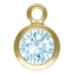 Gold Fill 4mm Aquamarine 3A CZ Bezel Charm