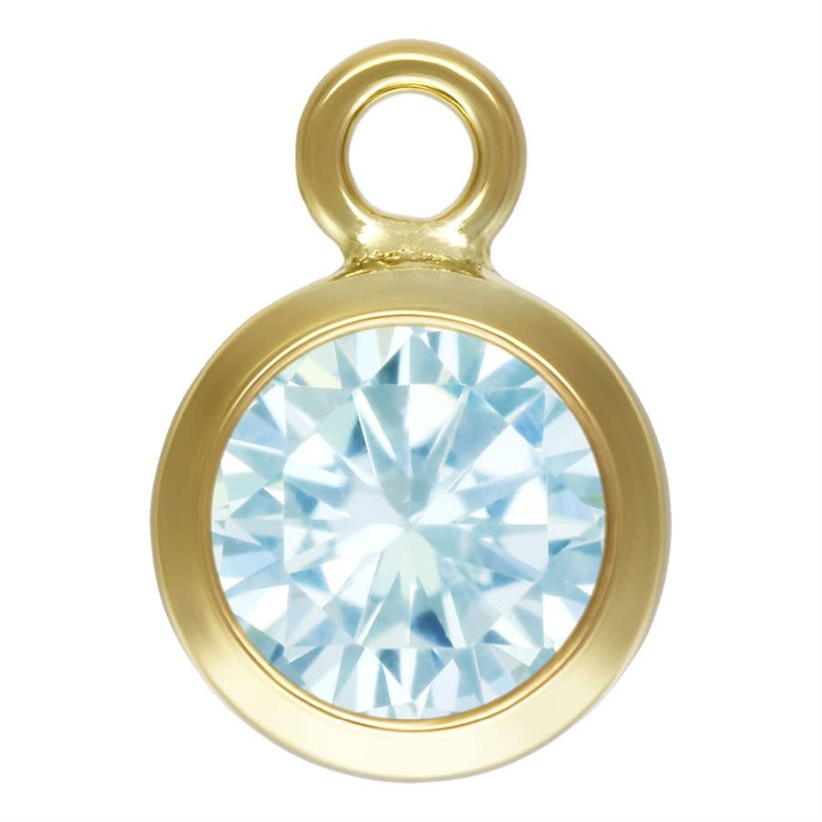 Gold Fill 4mm Aquamarine 3A CZ Bezel Charm