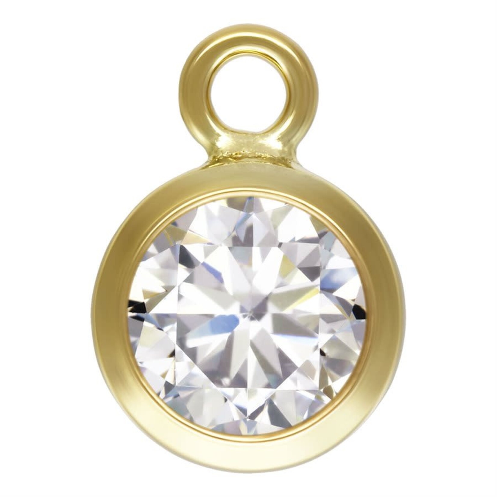 Gold Fill 4mm White 3A CZ Bezel Charm