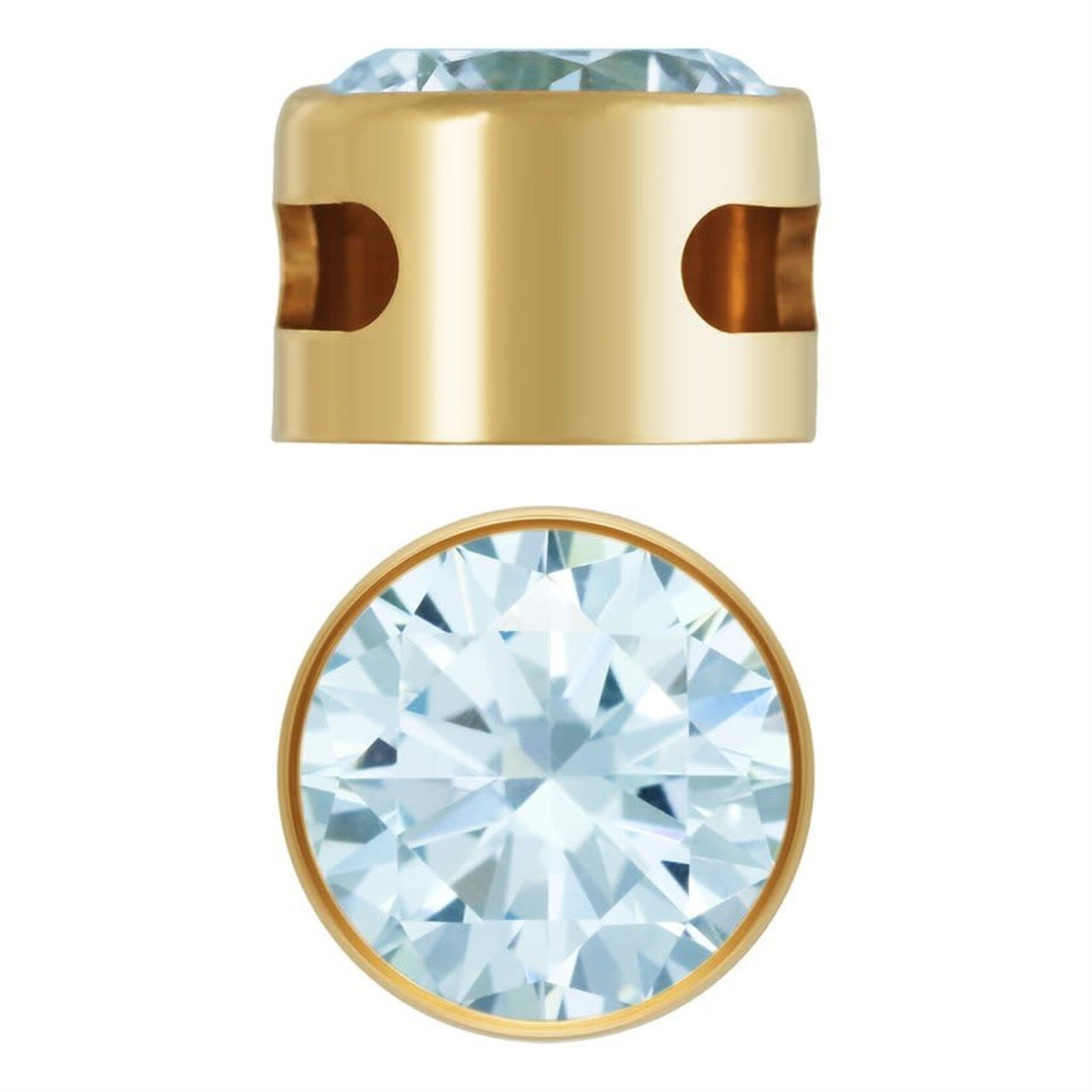 Gold Fill 6mm Aquamarine 3A CZ Bezel Pendant