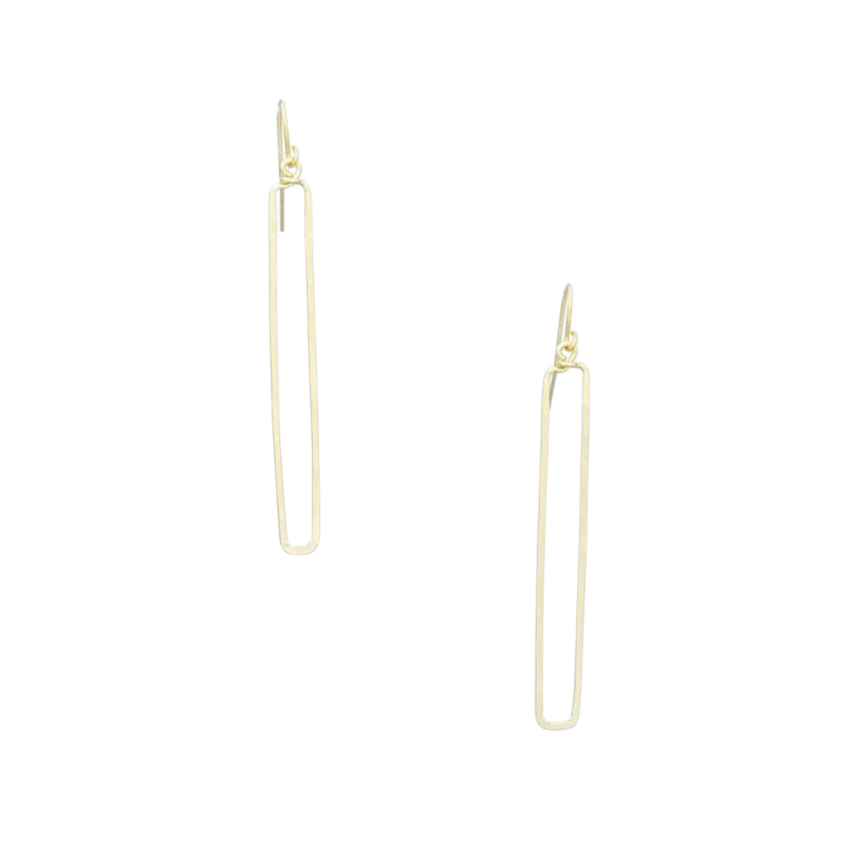 Lani  15G Gold Plated Hammered Earrings Skinny Rectangle