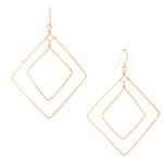 Lani  16G Gold Plated Hammered Earrings Double Diamond