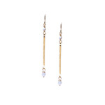 Lani 19G Gold Plated Hammered Earrings White Beads Stick