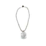 N177 Island Shell Necklace MOP Rectangle with Off White  Beads