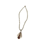 N179 Island Shell Necklace Gold Shell One Road with Cream Beads