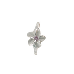 Sterling Silver Adjustable Toe Ring Plumeria CZ Pink