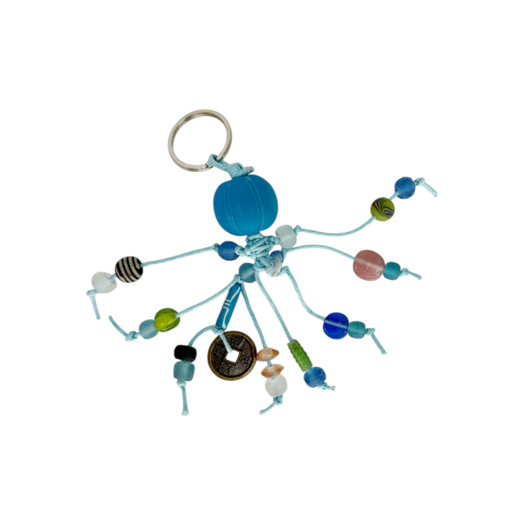 Handmade Beach Glass Keychain Turquoise