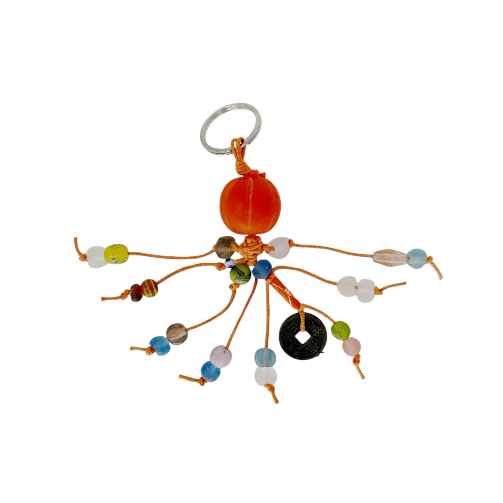 Handmade Beach Glass Keychain Orange