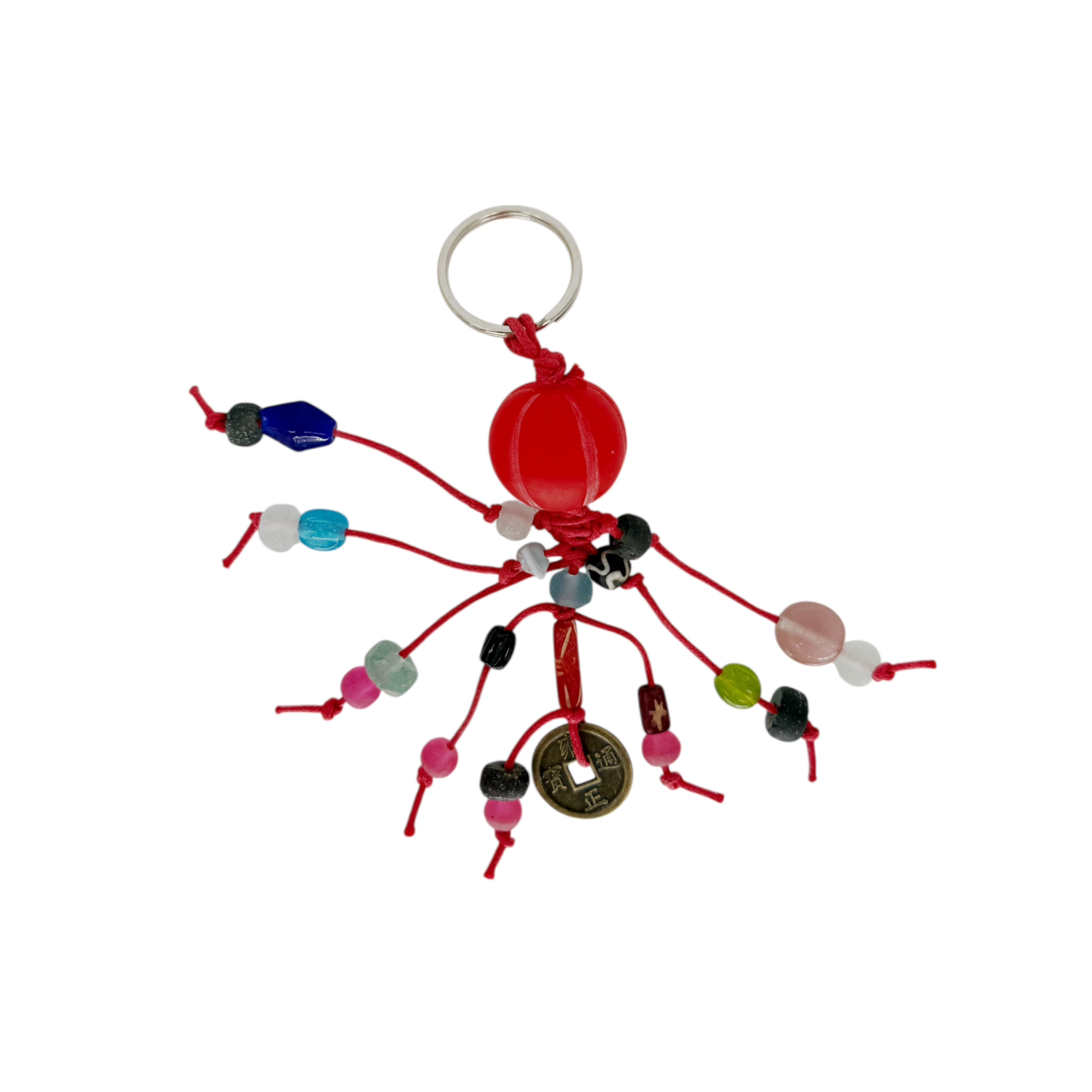 Handmade Beach Glass Keychain Red