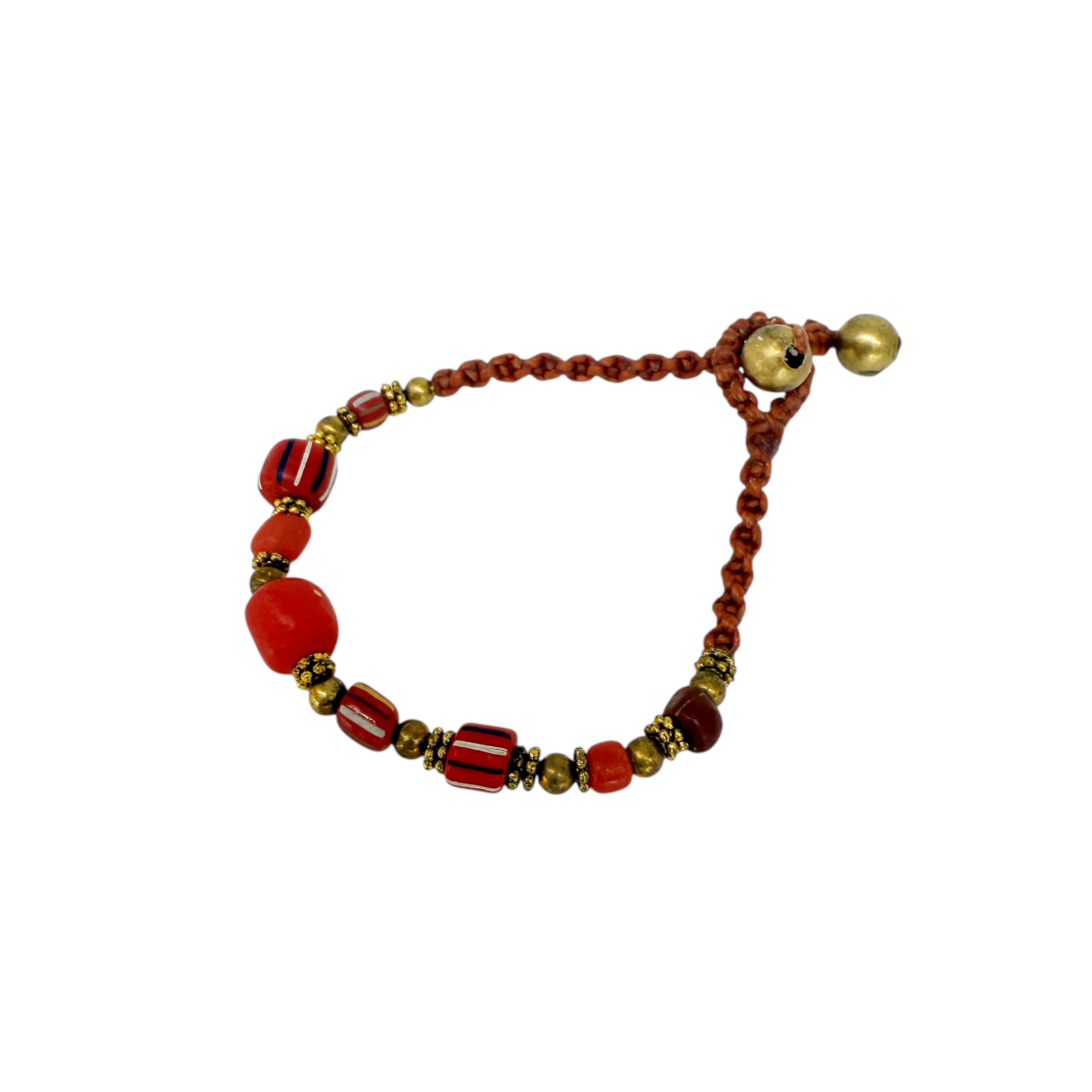 Antique Style Brass and Glass Bead Bracelet Brick