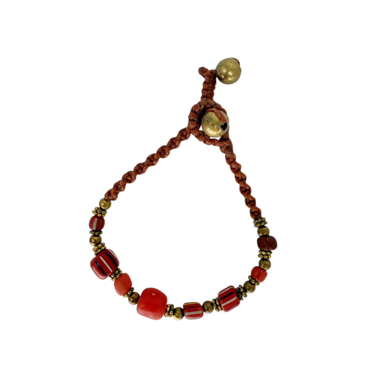 Antique Style Brass and Glass Bead Bracelet Brick