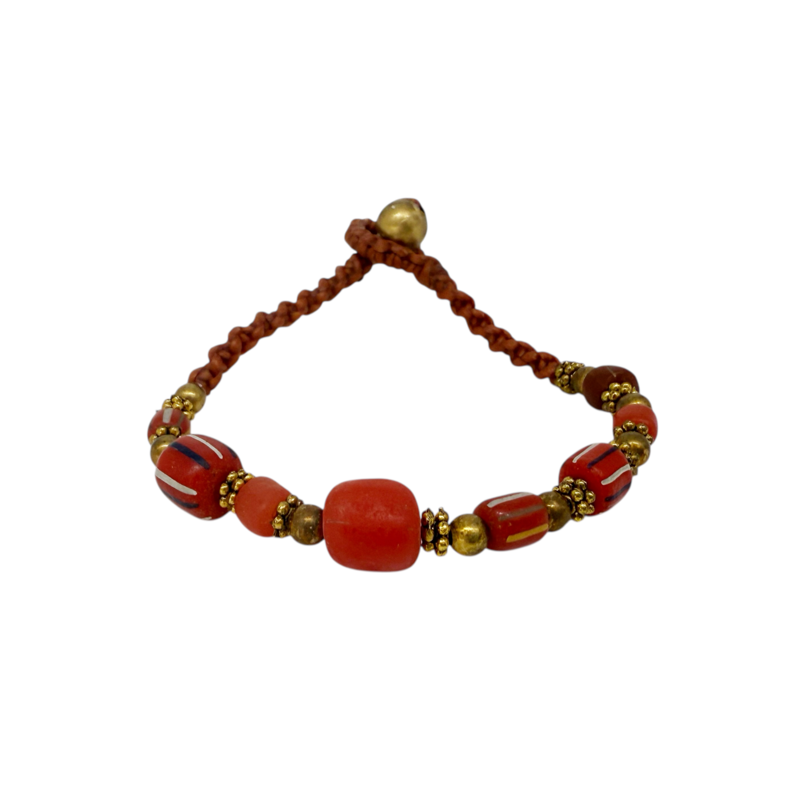 Antique Style Brass and Glass Bead Bracelet Brick