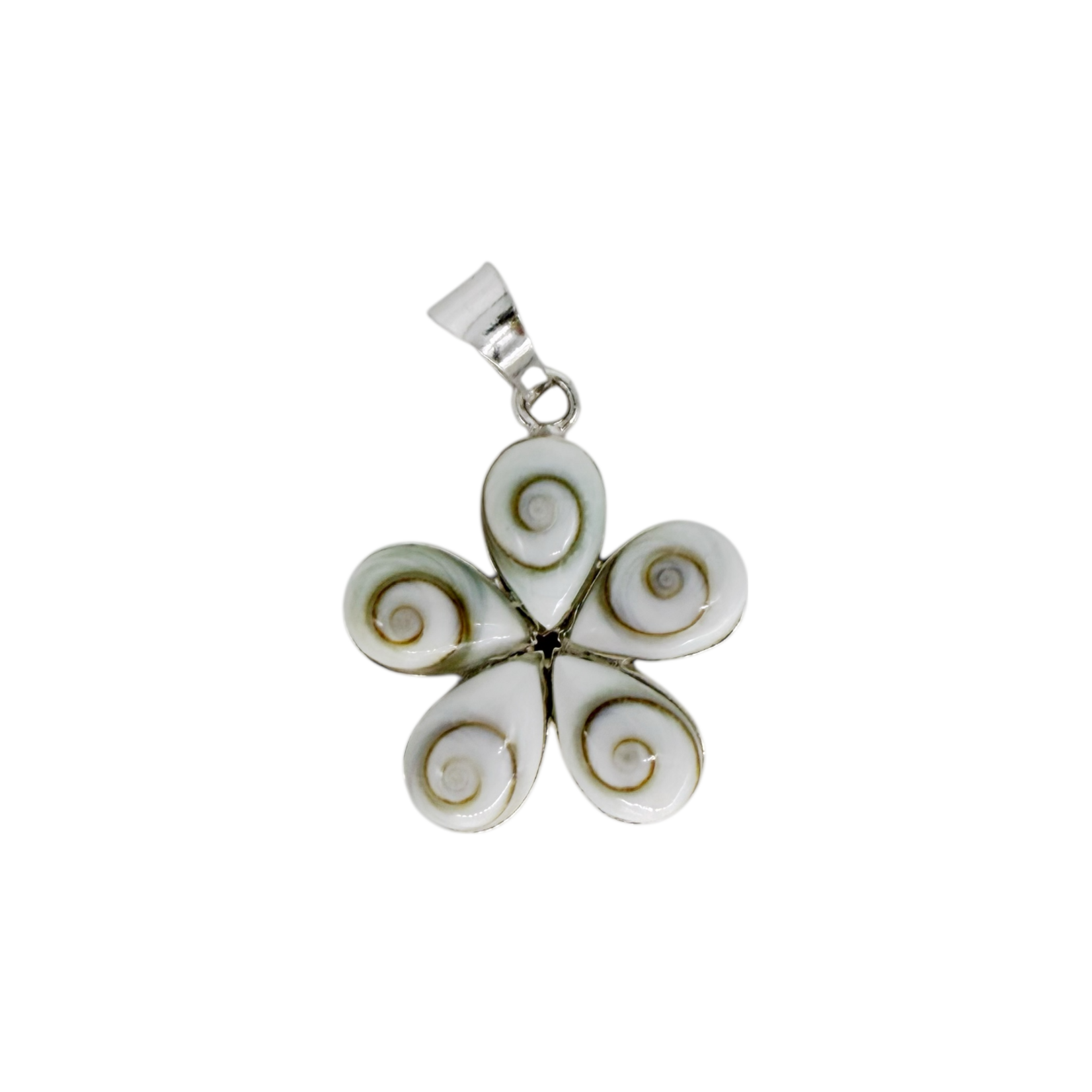 P108 Sterling Silver Eye of Shiva Flower Pendant