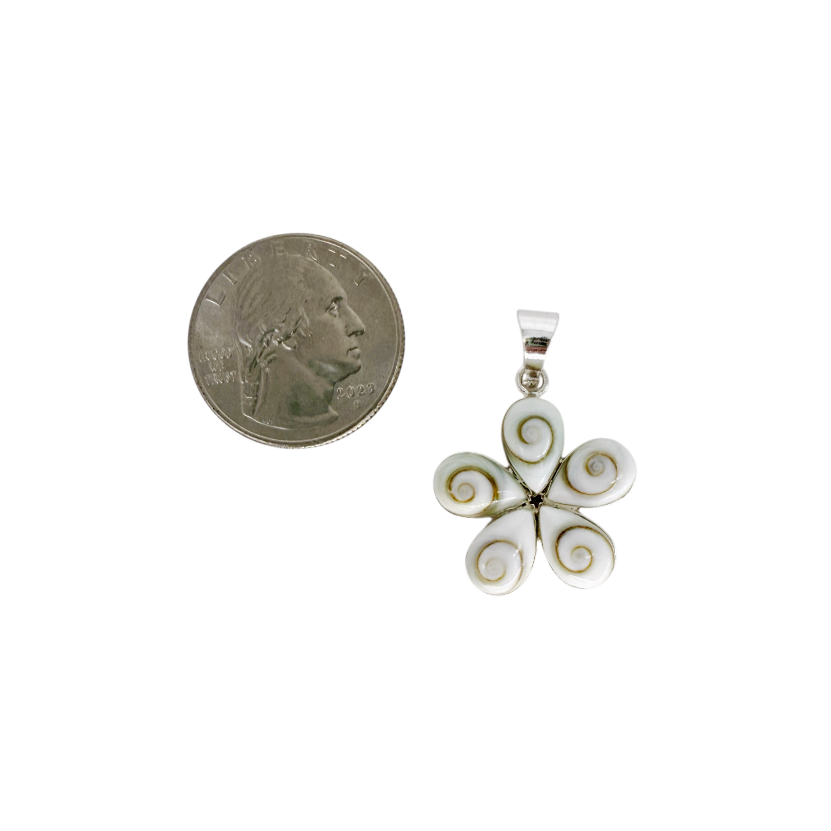 P108 Sterling Silver Eye of Shiva Flower Pendant