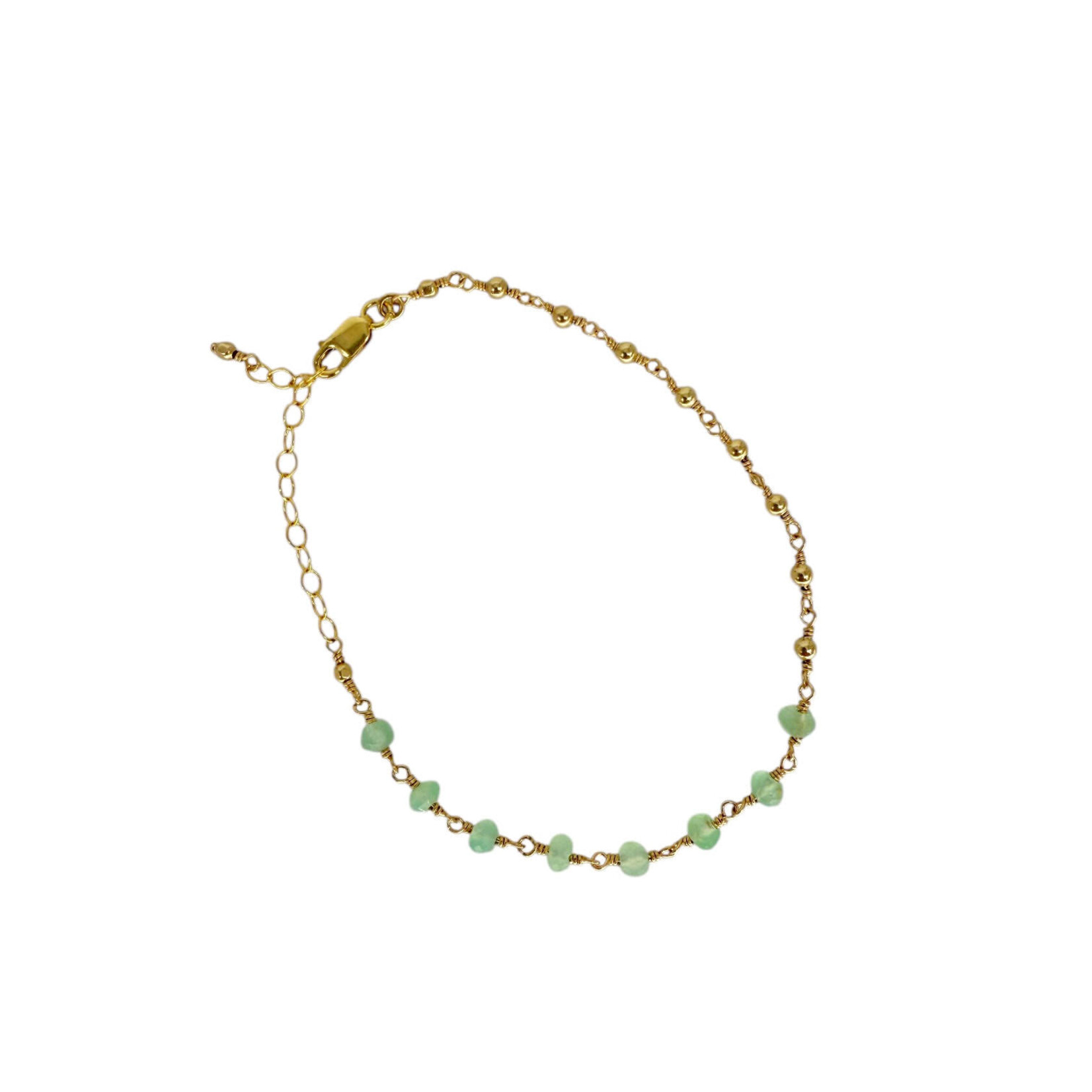 Gold Fill Chrysophase Gemstone Adjustable Bracelet
