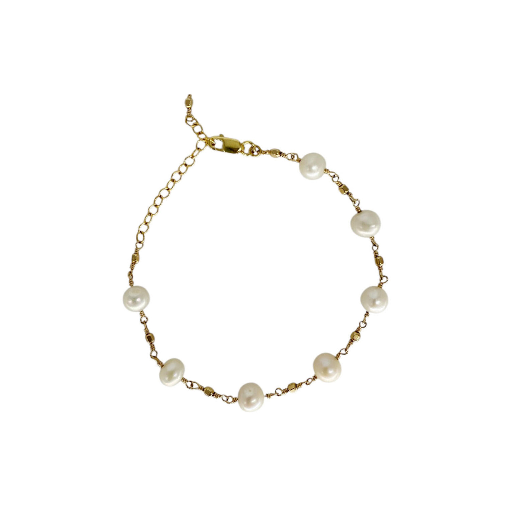 Gold Fill Freshwater Pearl Adjustable Chain Bracelet