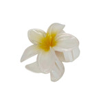Large 3" Plumeria Hair Claw White with Yellow Center