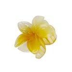 Small 2" Plumeria Hair Claw Opaque White with Yellow Center