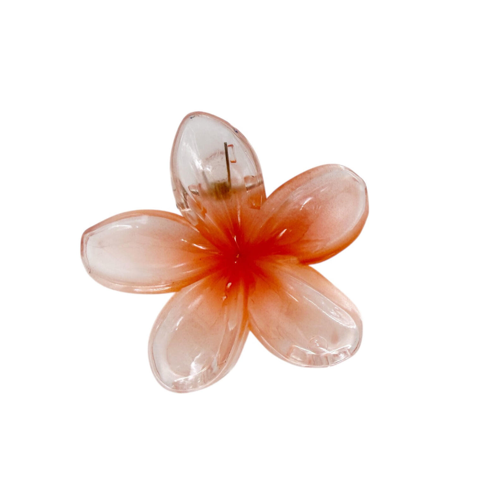 Small 2" Plumeria Hair Claw Clear Orange