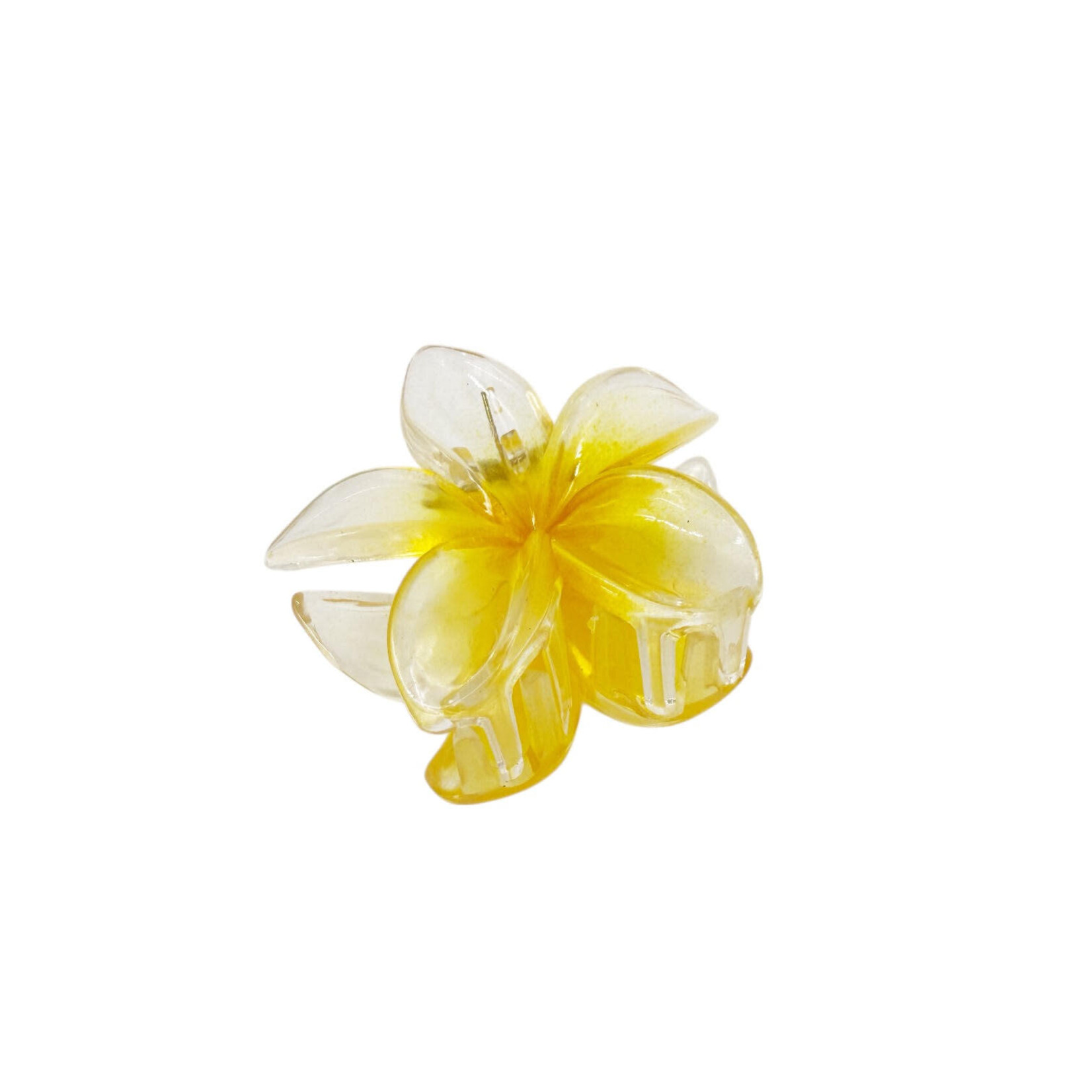 Small 2" Plastic Plumeria Hair Claw Yellow