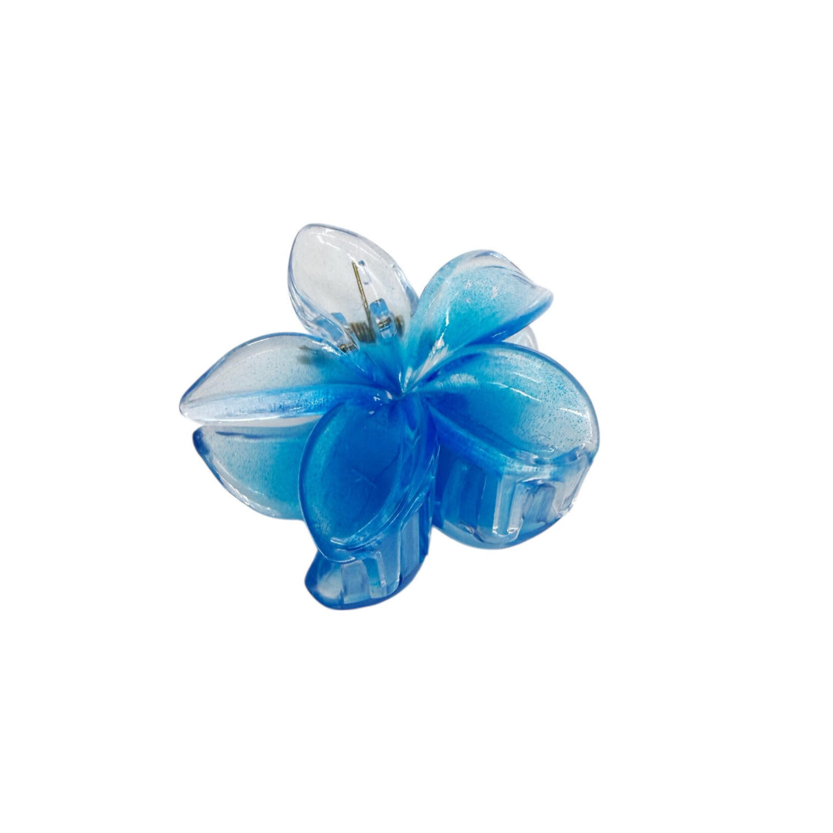 Small 2" Plastic Plumeria Hair Claw Blue