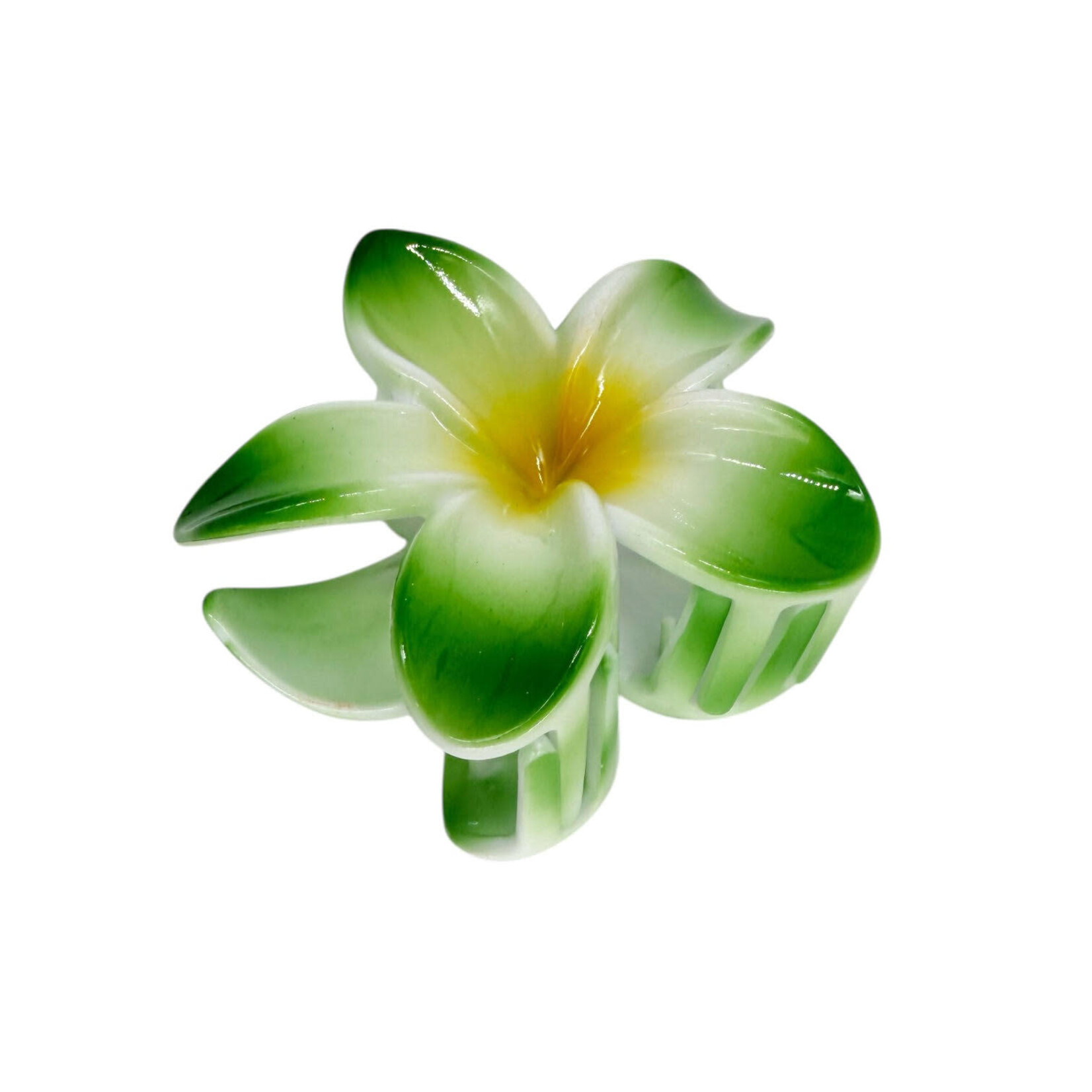 Large 3" Plumeria Hair Claw Vibrant Green