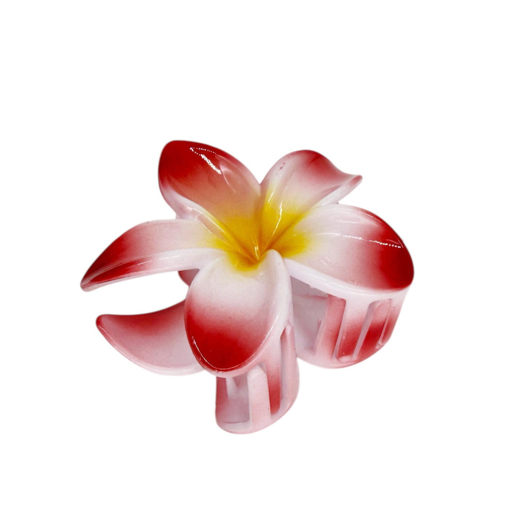 Large 3" Plumeria Hair Claw Vibrant Red