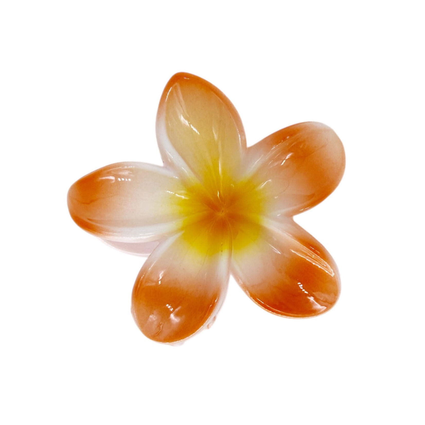 Large 3" Plumeria Hair Claw Vibrant Orange