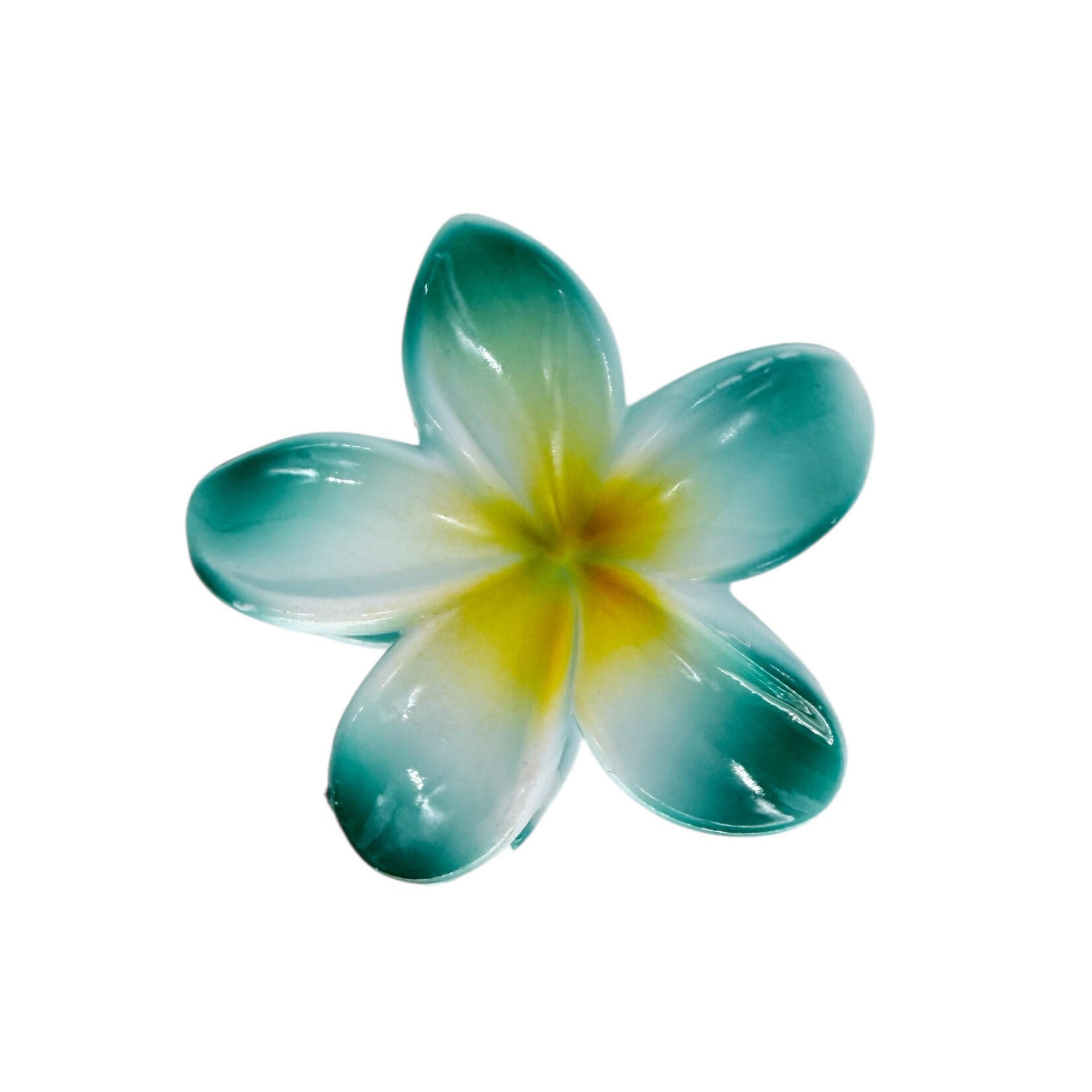 Large 3" Plumeria Hair Claw Vibrant Teal