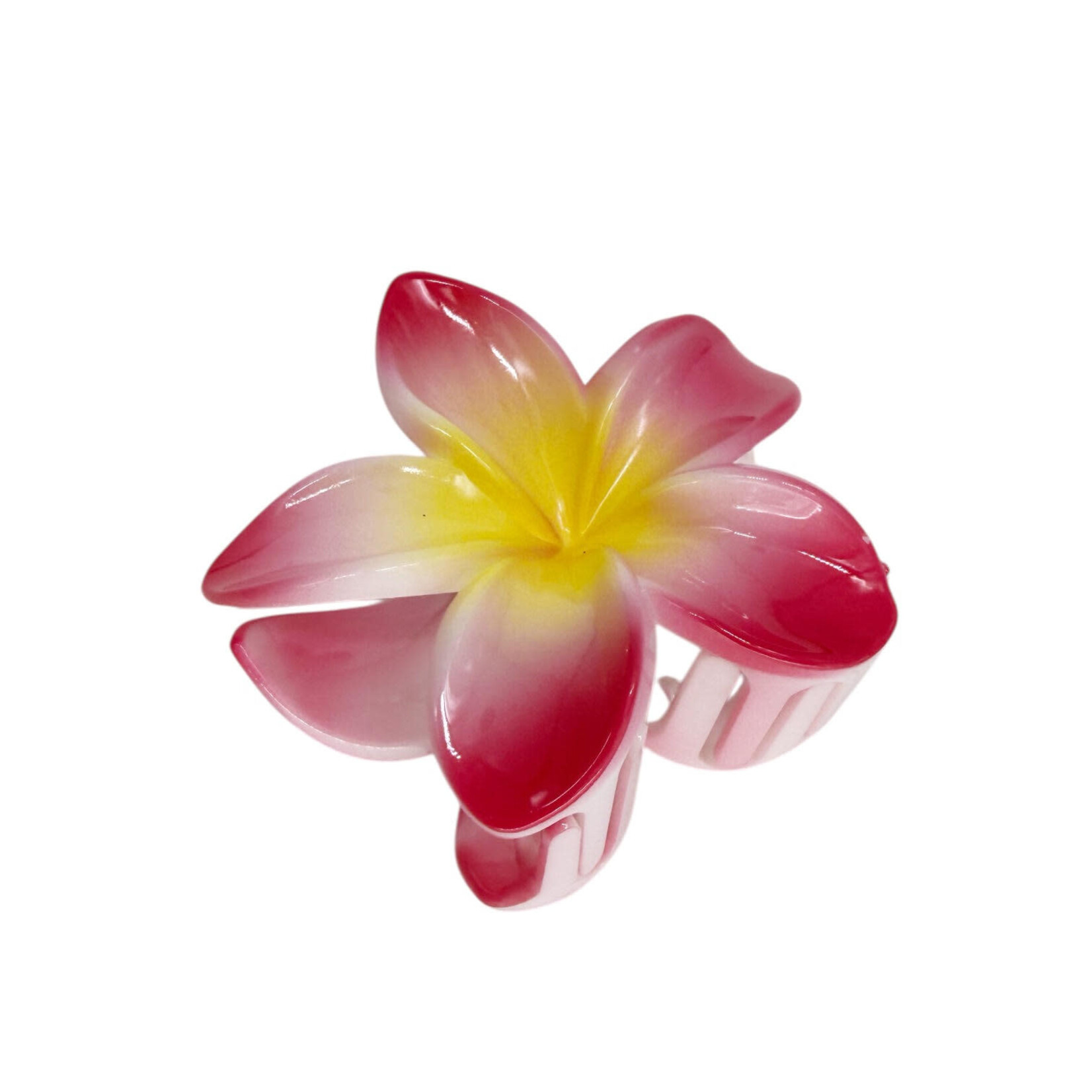 Large 3" Plumeria Hair Claw Pastel Red