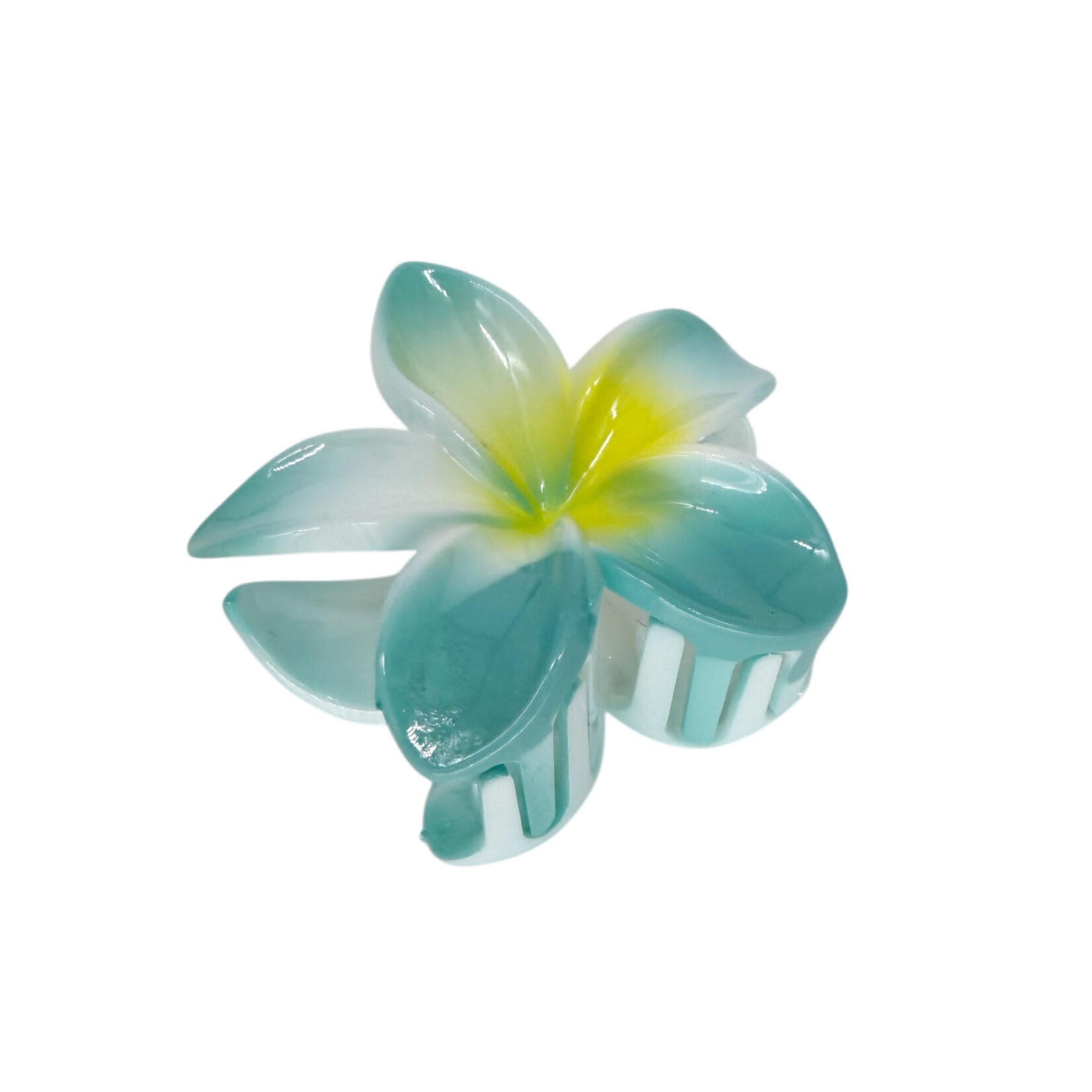 Large 3" Plumeria Hair Claw Pastel Teal