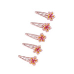 Kids' Hair Clip Barrette Hibiscus Pink, Card of 5