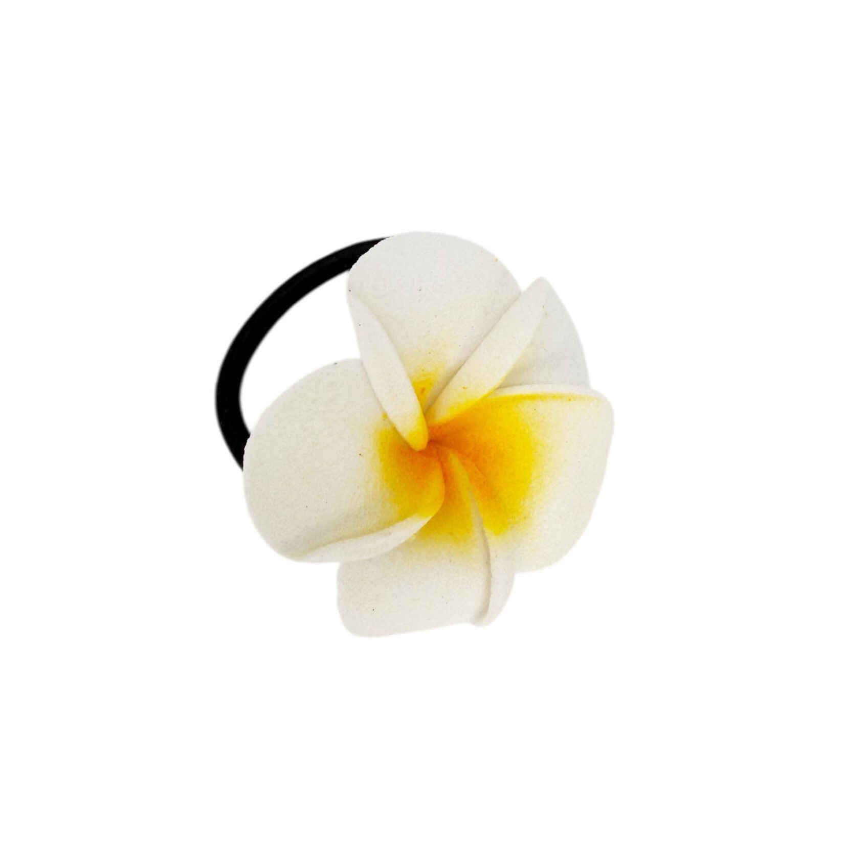 Foam Plumeria Hair Elastic Tie, Pack of 10 White