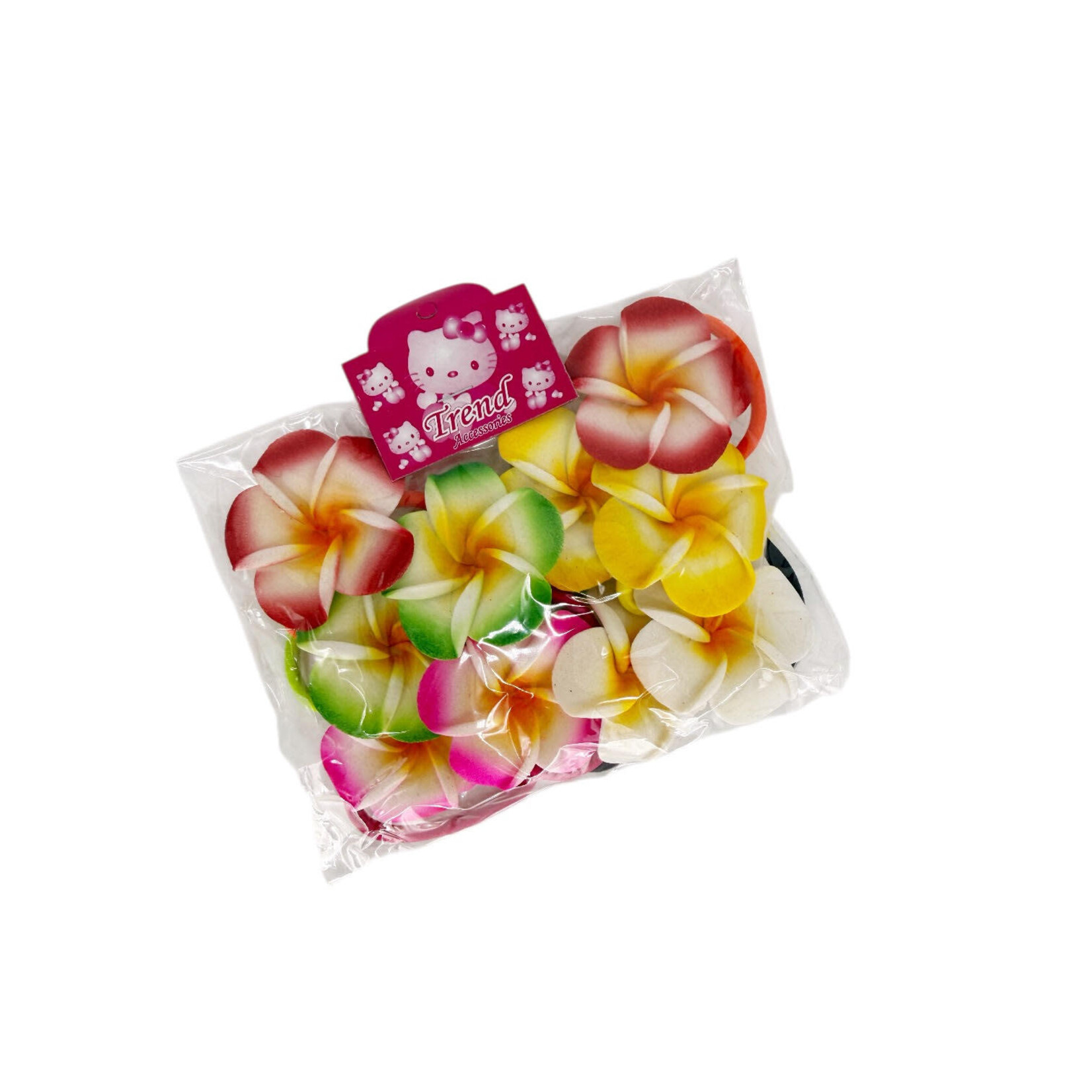 Foam Plumeria Hair Elastic Tie, Pack of 10 Multi