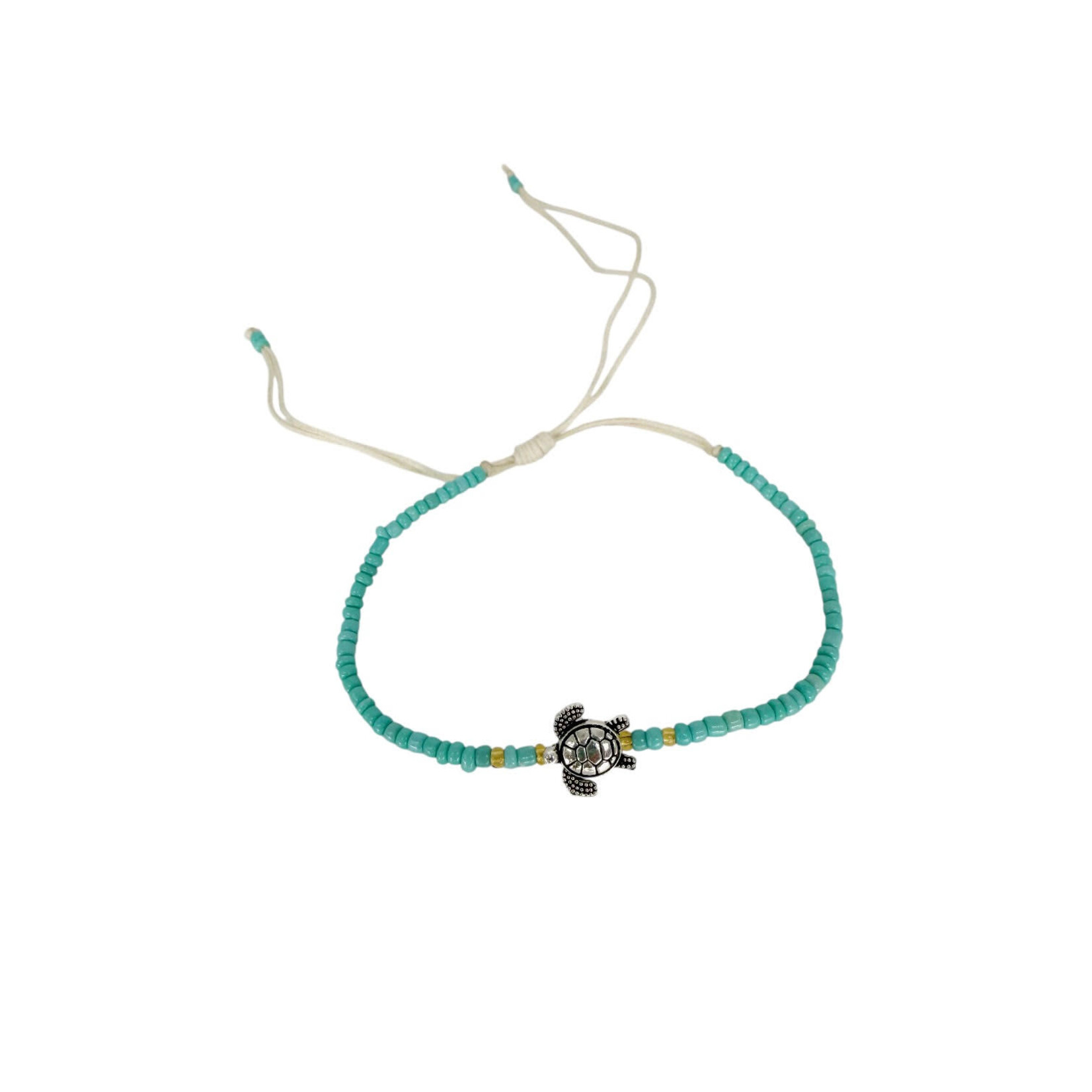 Hand Made Turtle and Seed Bead Adjustable String Bracelet Variety Pack of 10