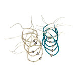 Hand Made Turtle Bead Adjustable Bracelet Cream and Turquoise Pack of 10