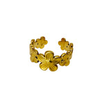 Gold Color Stainless Steel Adjustable Flower Ring