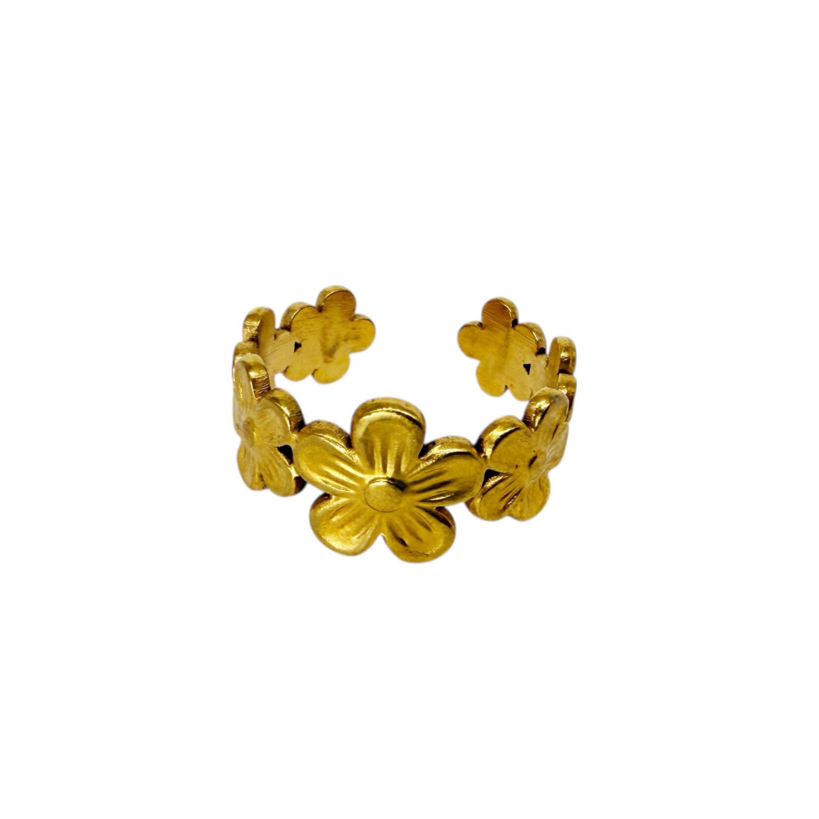 Gold Color Stainless Steel Adjustable Flower Ring